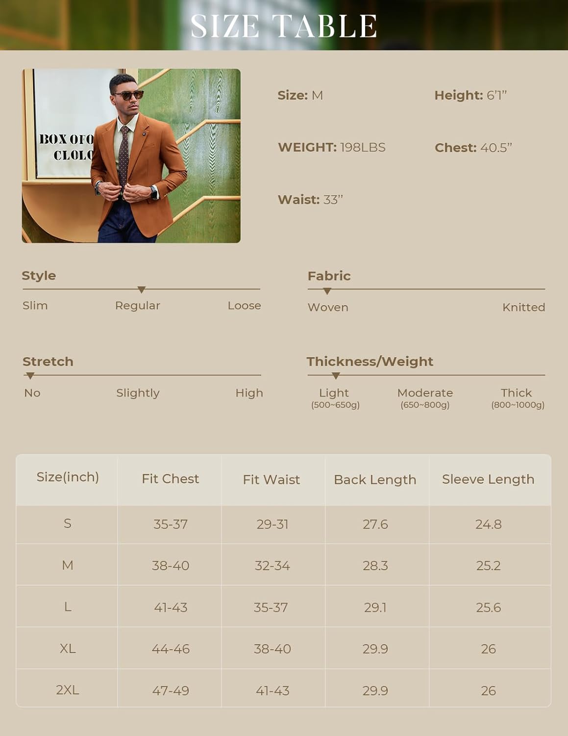 PJ PAUL JONES Mens Linen Cotton Blazer Casual Sport Coats and Blazers Suit Jacket Caramel Burnt Orange M