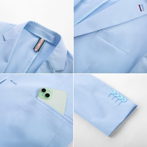 PJ PAUL JONES Linen Sport Coat for Men Casual Linen Blazer Jacket Two Button Sport Coats Blue