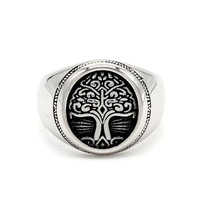 Vintage Tree of Life Titanium Steel Ring
