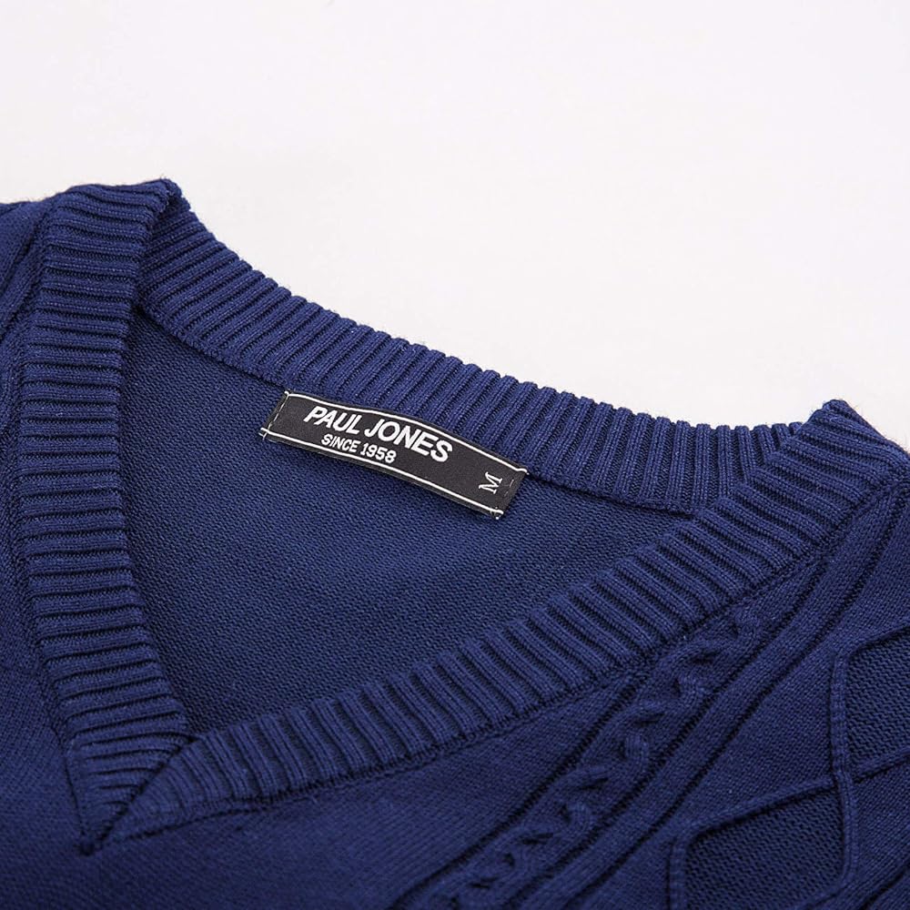 Paul Jones Mens V Neck Sweater Vest Knitted Pullover Sweaters Vest Size M Blue