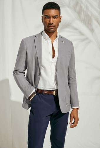 PJ PAUL JONES Mens Sport Coat Cotton Linen Herringbone Casual Blazer Regular Fit Lightweight Notch Lapel Business Jacket