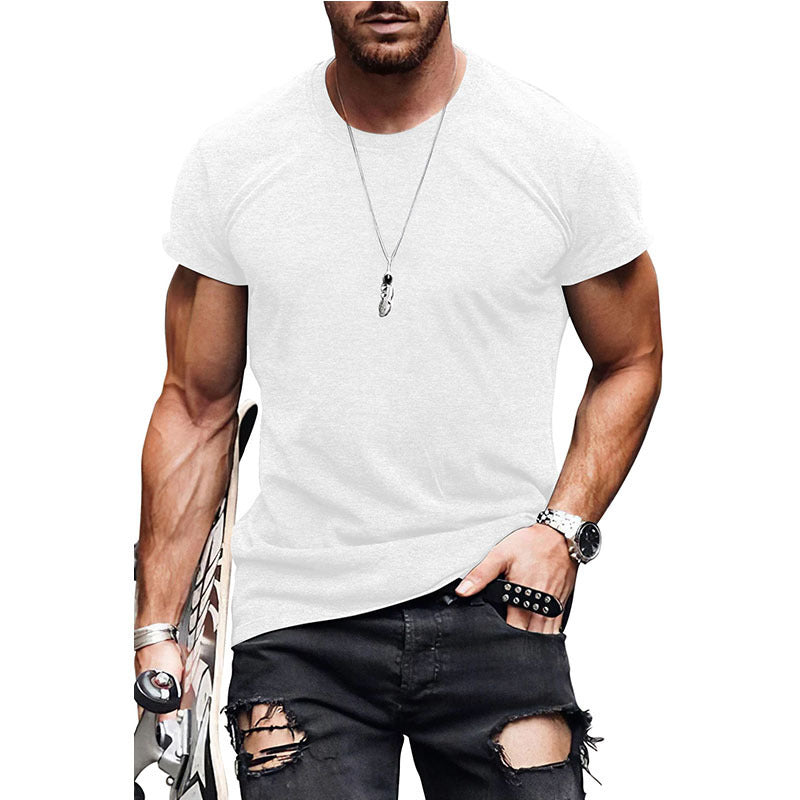 Men's Casual Short Sleeve T-shirt Summer Fashion Solid Color Tops
