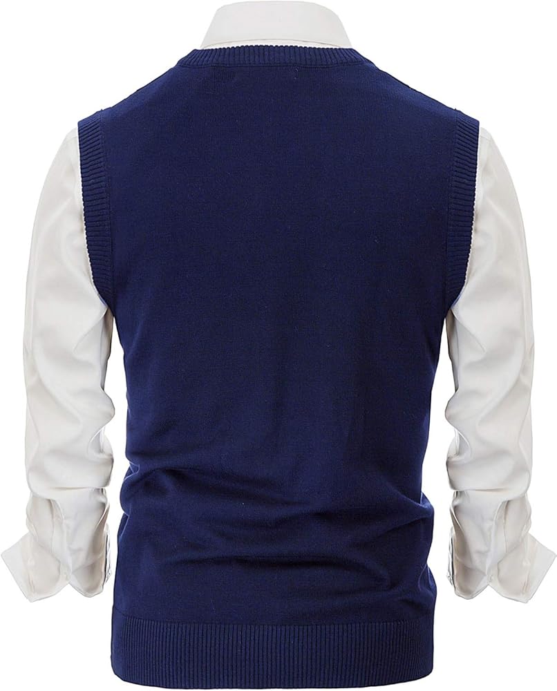 Paul Jones Mens V Neck Sweater Vest Knitted Pullover Sweaters Vest Size M Blue
