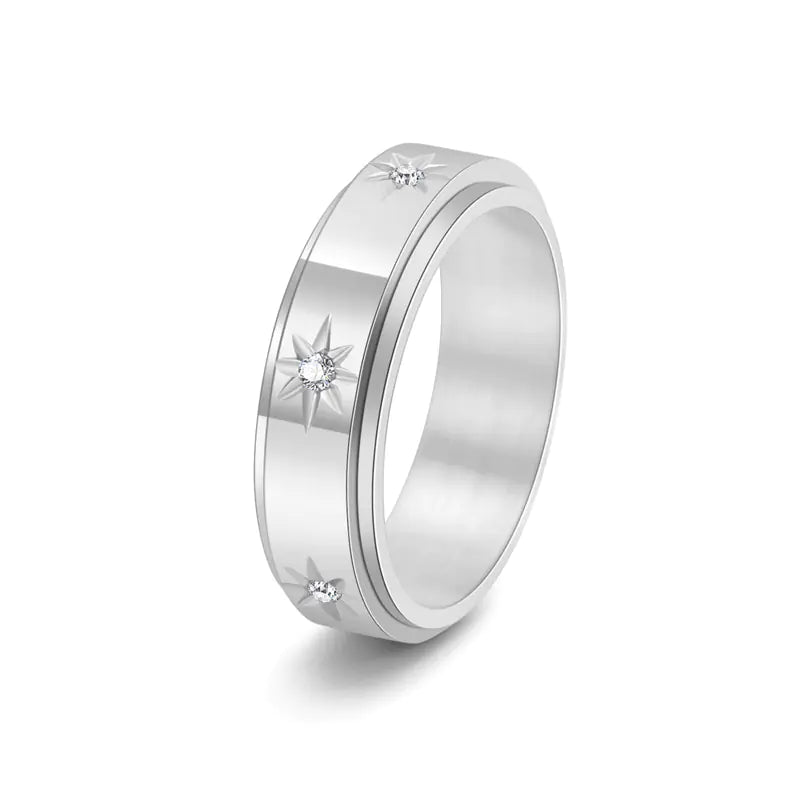 Rotatable Stainless Steel Couple Engagement Ring