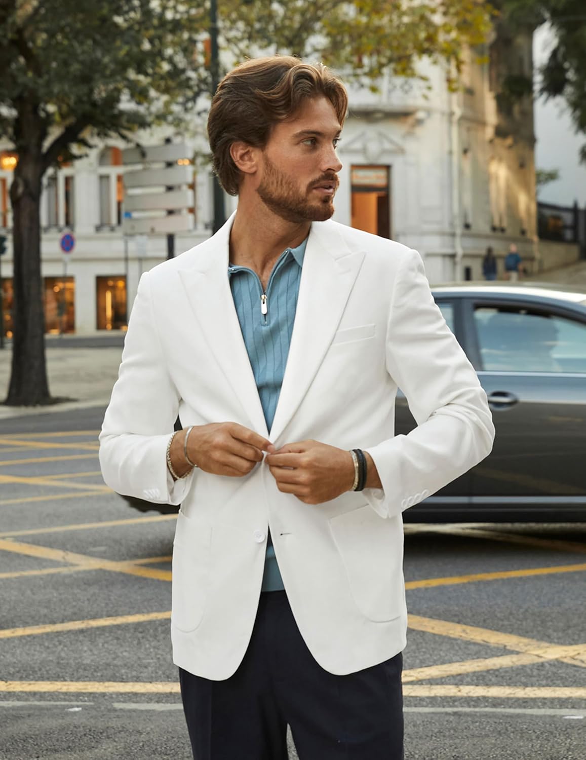 PJ PAUL JONES Linen Blazer Men Cotton Regular Fit Blazers Casual Lightweight Blazer for Dating White 2XL