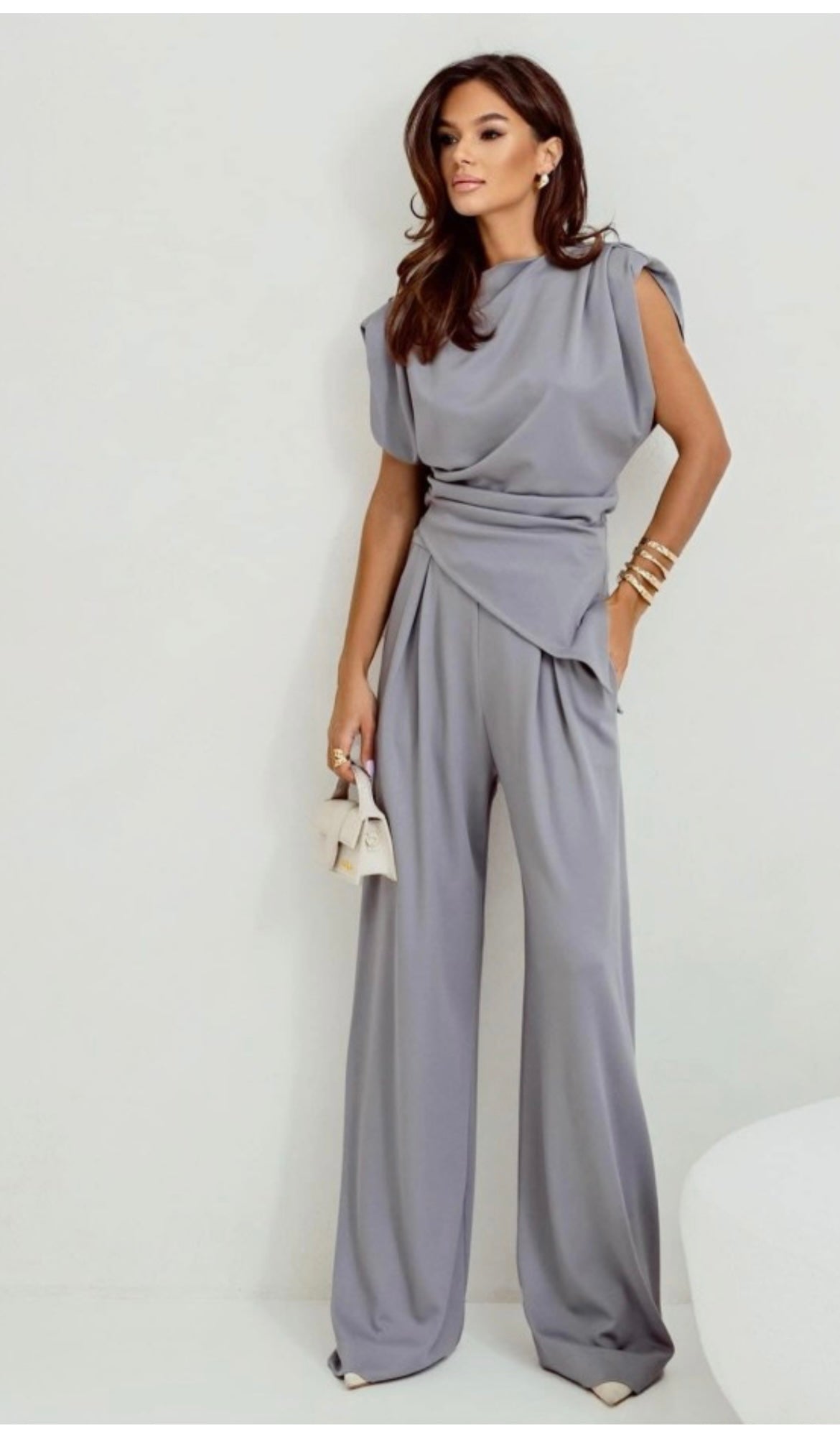 Elegant Women's Summer Two-Piece Set with Wide Pants