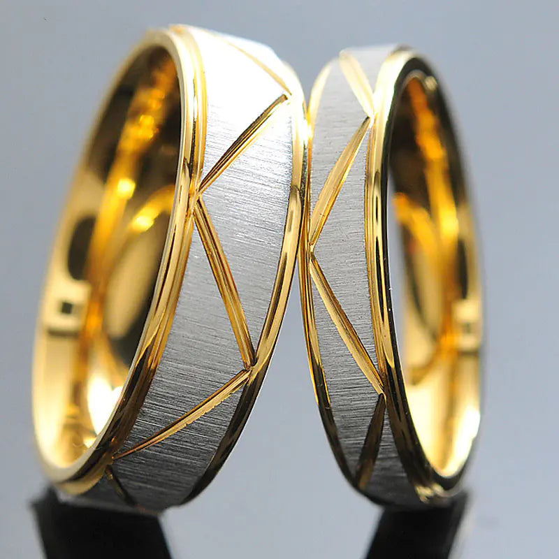 Stainless Steel Couple Rings in Gold Color (Simple Design)