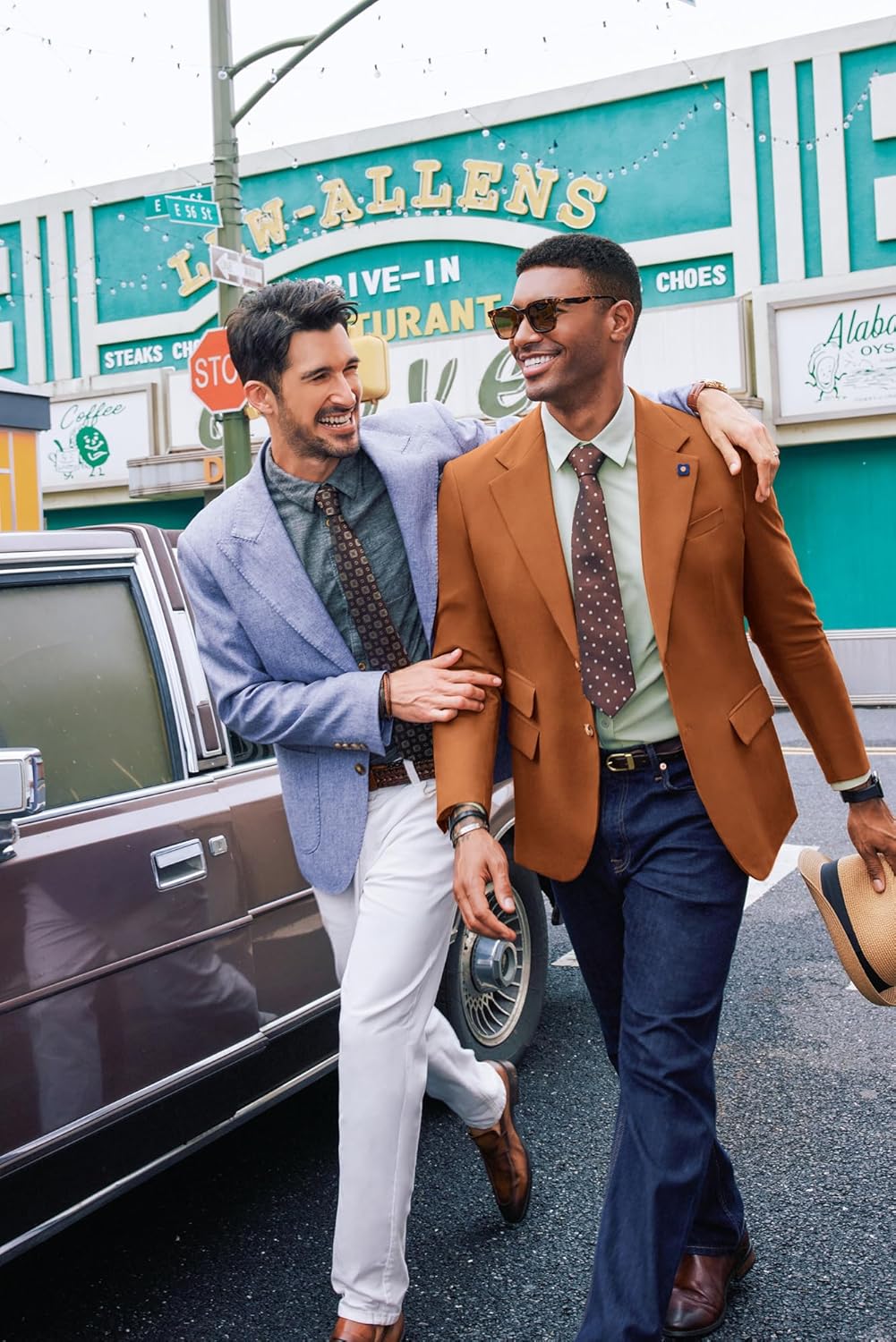 PJ PAUL JONES Mens Linen Cotton Blazer Casual Sport Coats and Blazers Suit Jacket Caramel Burnt Orange M