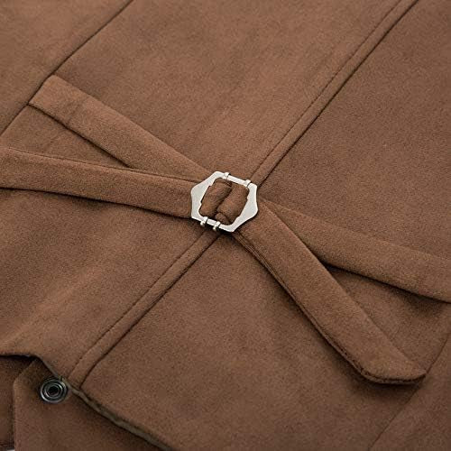 PJ PAUL JONES Mens Suede Leather Suit Vest Casual Western Vest Jacket Slim Fit Vests Waistcoat Brown M
