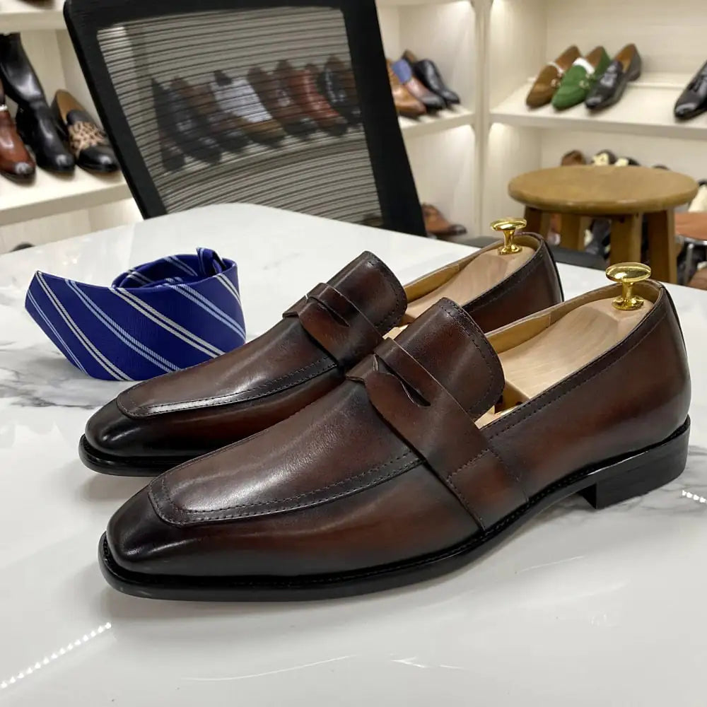 Classic Italian Leather Business Dress Loafers
