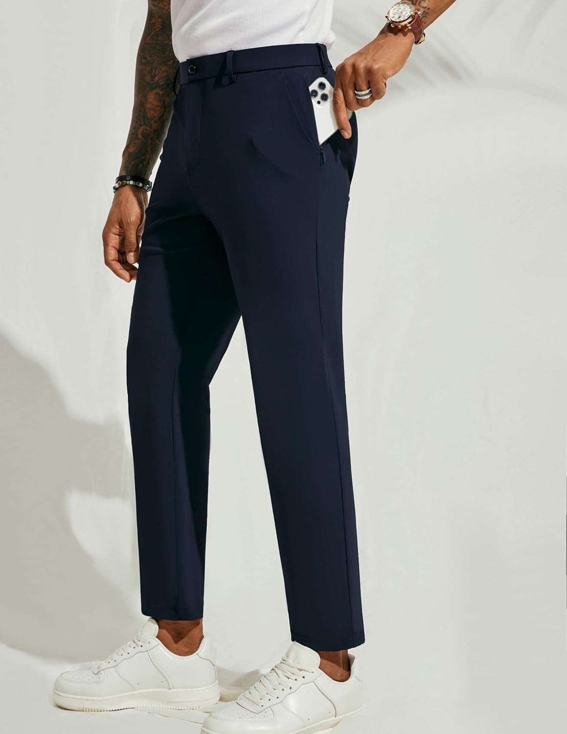 PJ PAUL JONES Mens Casual Golf Joggers Pants Stretch Slim Fit Cool Sweatpants Work Travel Dress Tapered Pants Navy Blue XL
