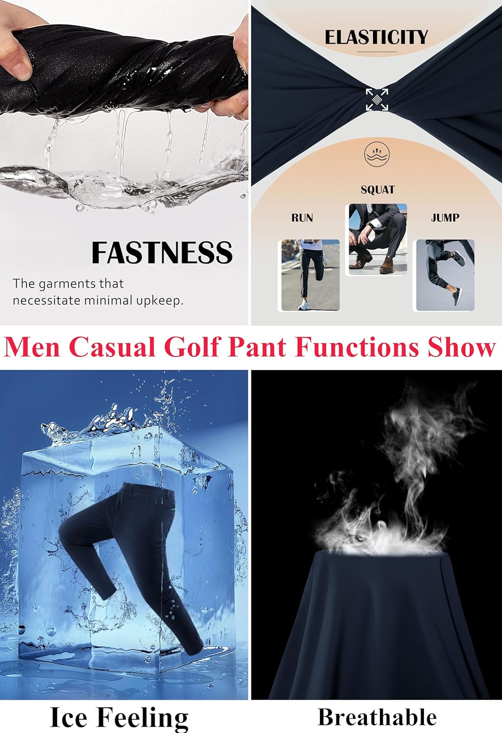 PJ PAUL JONES Mens Casual Golf Joggers Pants Stretch Slim Fit Cool Sweatpants Work Travel Dress Tapered Pants Navy Blue XL