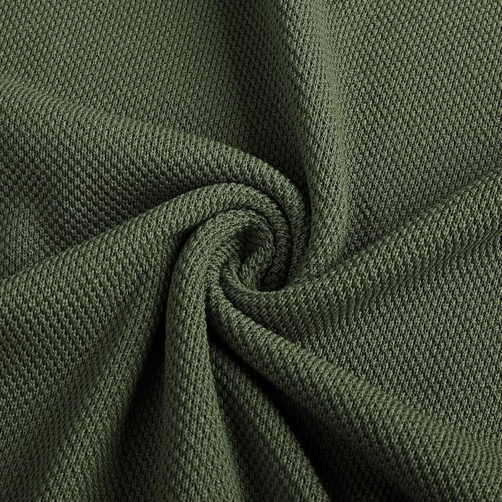 PJ PAUL JONES Mens Polo Shirts Short Sleeve Textured Casual Knit Shirt Italian Zipper for Spring Summer Men Army Green Shirt Large