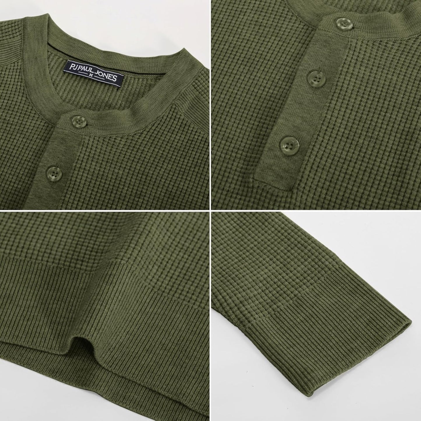 PJ PAUL JONES Mens Sweater Casual Knitted Thermal Pullover Sweater for Outdoor Army Green