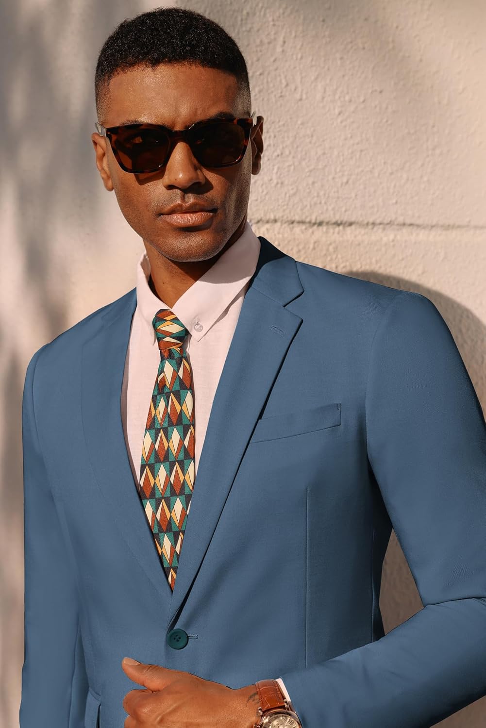 PJ PAUL JONES One Button Blazers for Men Notch Lapel Collar Jacket Suits Daily Fit Blazer Denim Blue