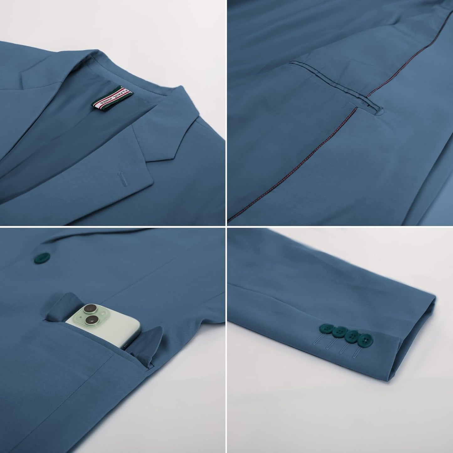 PJ PAUL JONES One Button Blazers for Men Notch Lapel Collar Jacket Suits Daily Fit Blazer Denim Blue