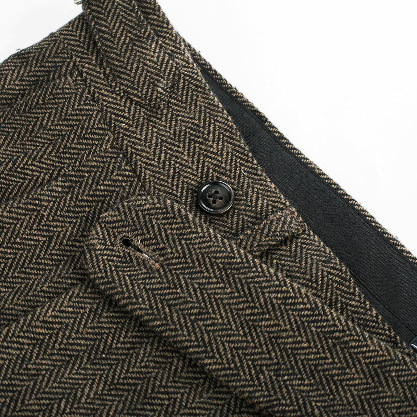 PJ PAUL JONES Mens Winter Warm Tweed Pants Double Pleated Italian Vintage Dress Pants Black Khaki