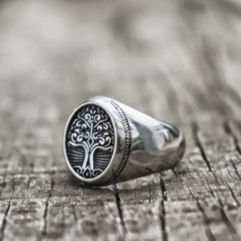 Vintage Tree of Life Titanium Steel Ring