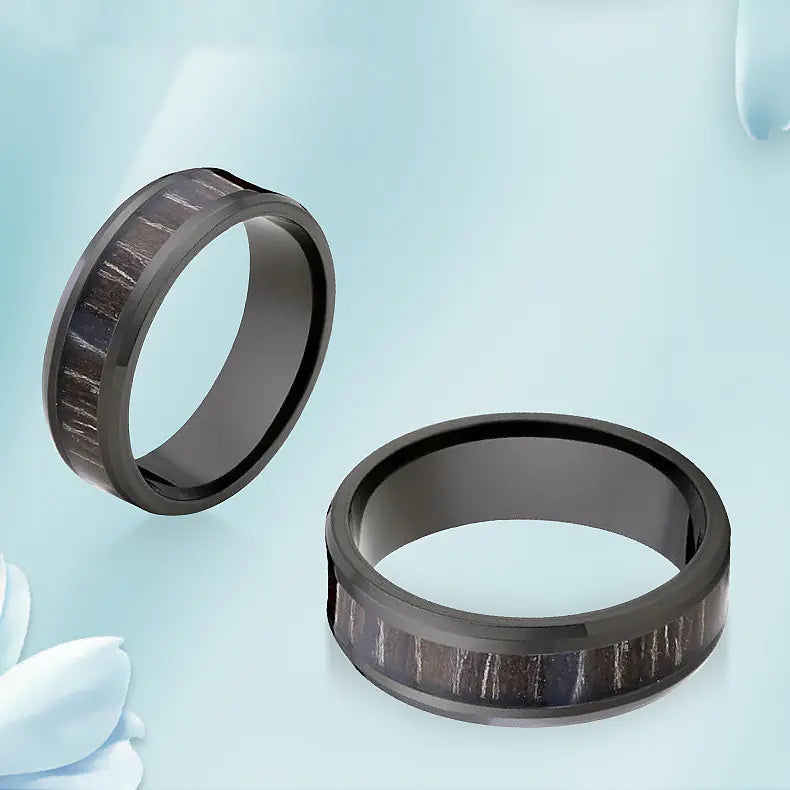 Simple Fashion Stainless Steel Ebony Couple Rings