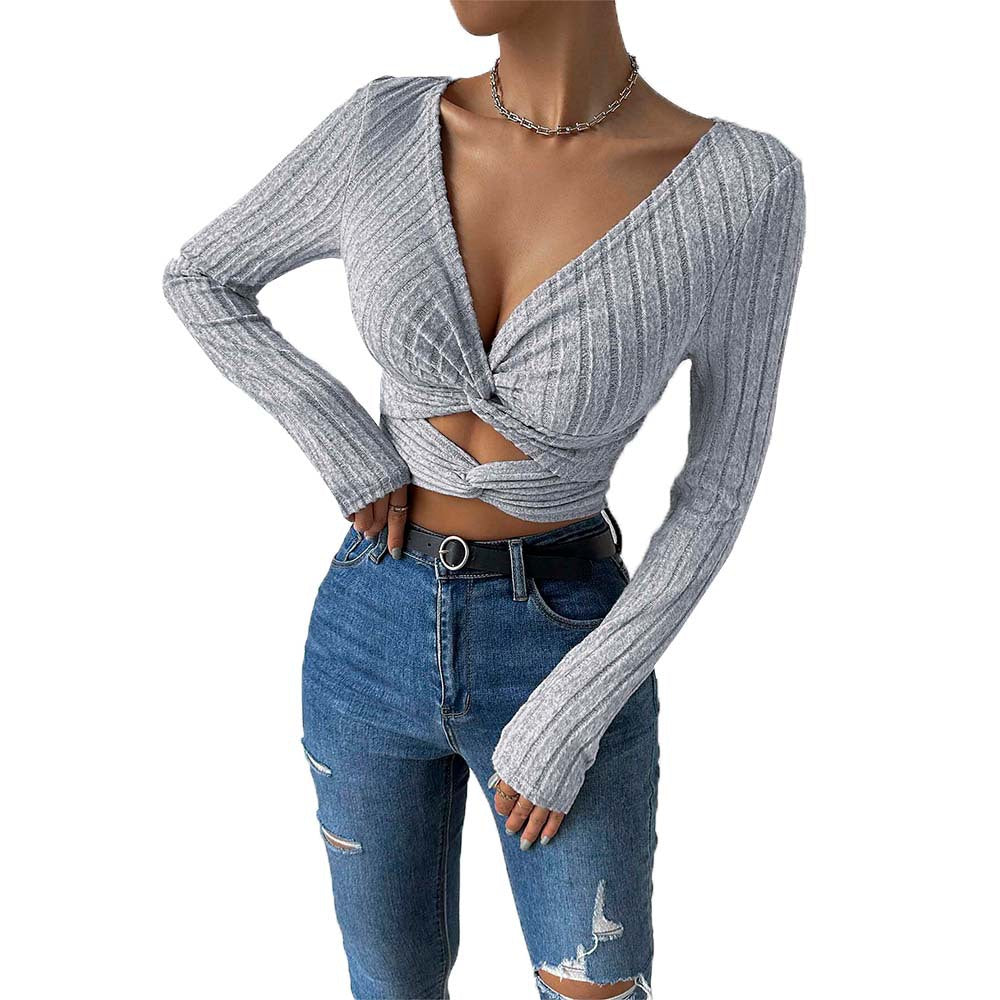 Fashion Personality Female Slim Short Midriff-baring Top