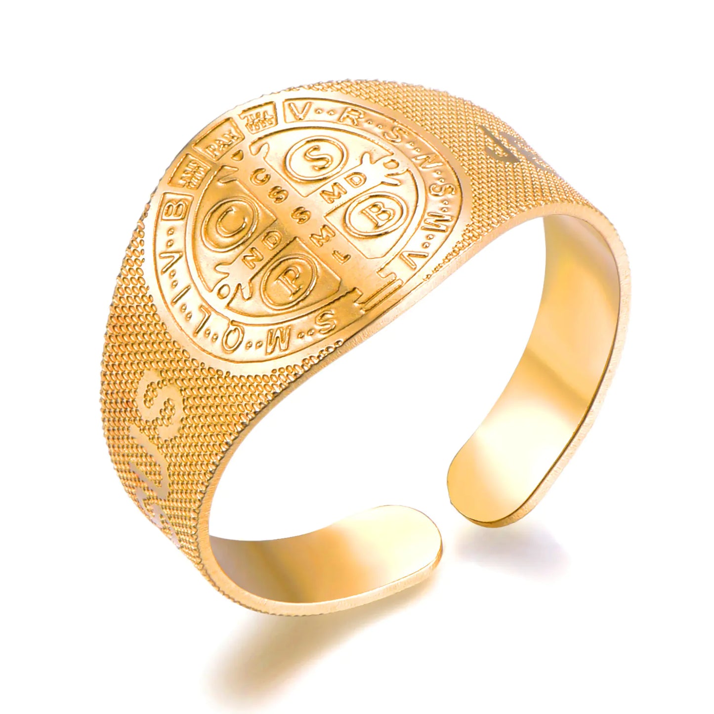 Adjustable Stainless Steel Couple Rings with Cross Design
