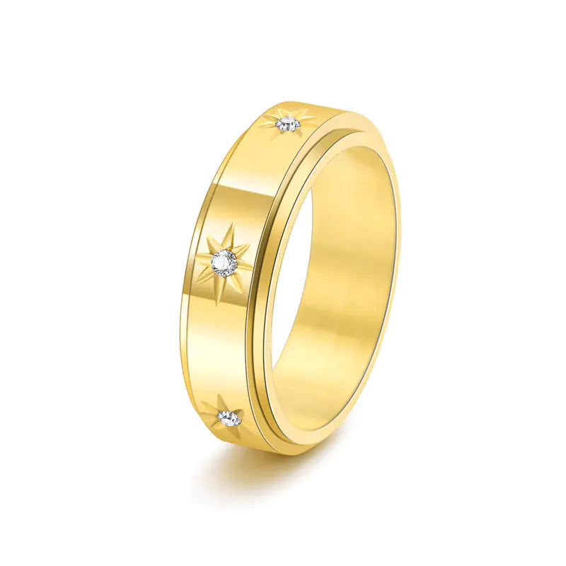 Rotatable Stainless Steel Couple Engagement Ring