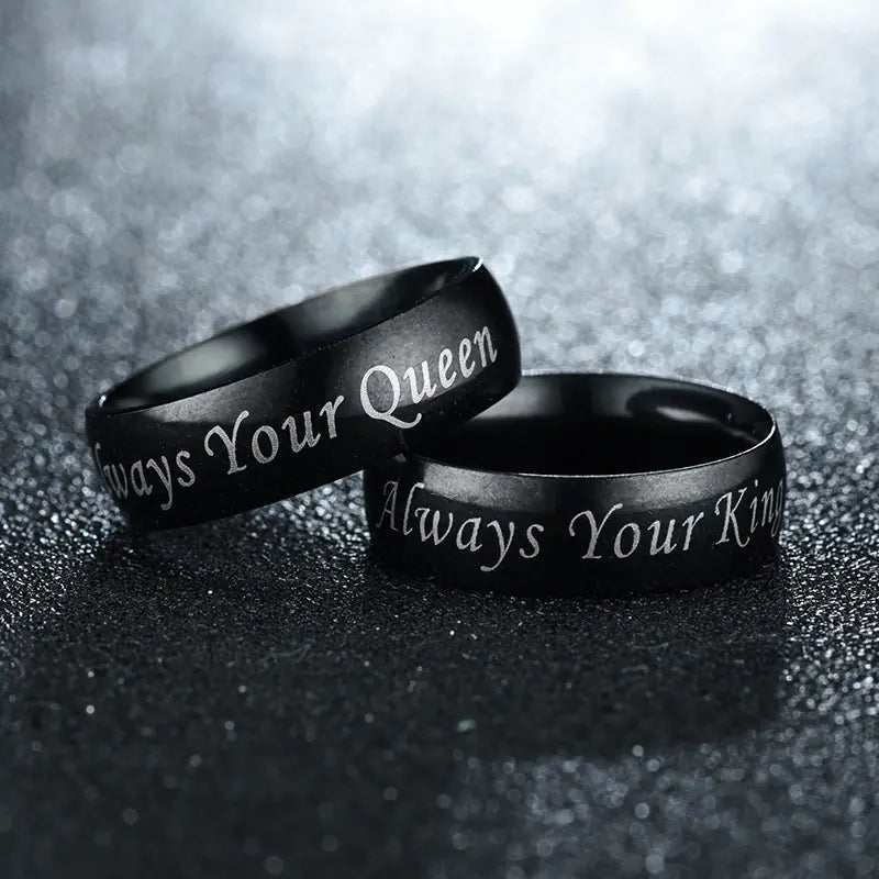 Queen's Fashion Stainless Steel Couple Rings Set