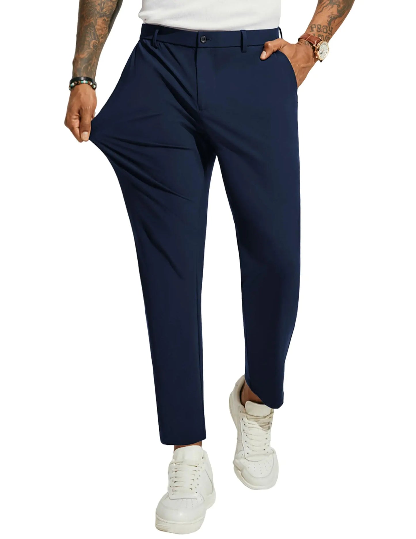 PJ PAUL JONES Mens Casual Golf Joggers Pants Stretch Slim Fit Cool Sweatpants Work Travel Dress Tapered Pants Navy Blue XL