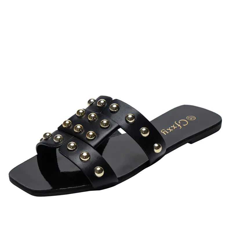Fashion Rivet Flat Sandals for Women’s Casual Wear by Anti Veloura Cfxxy
