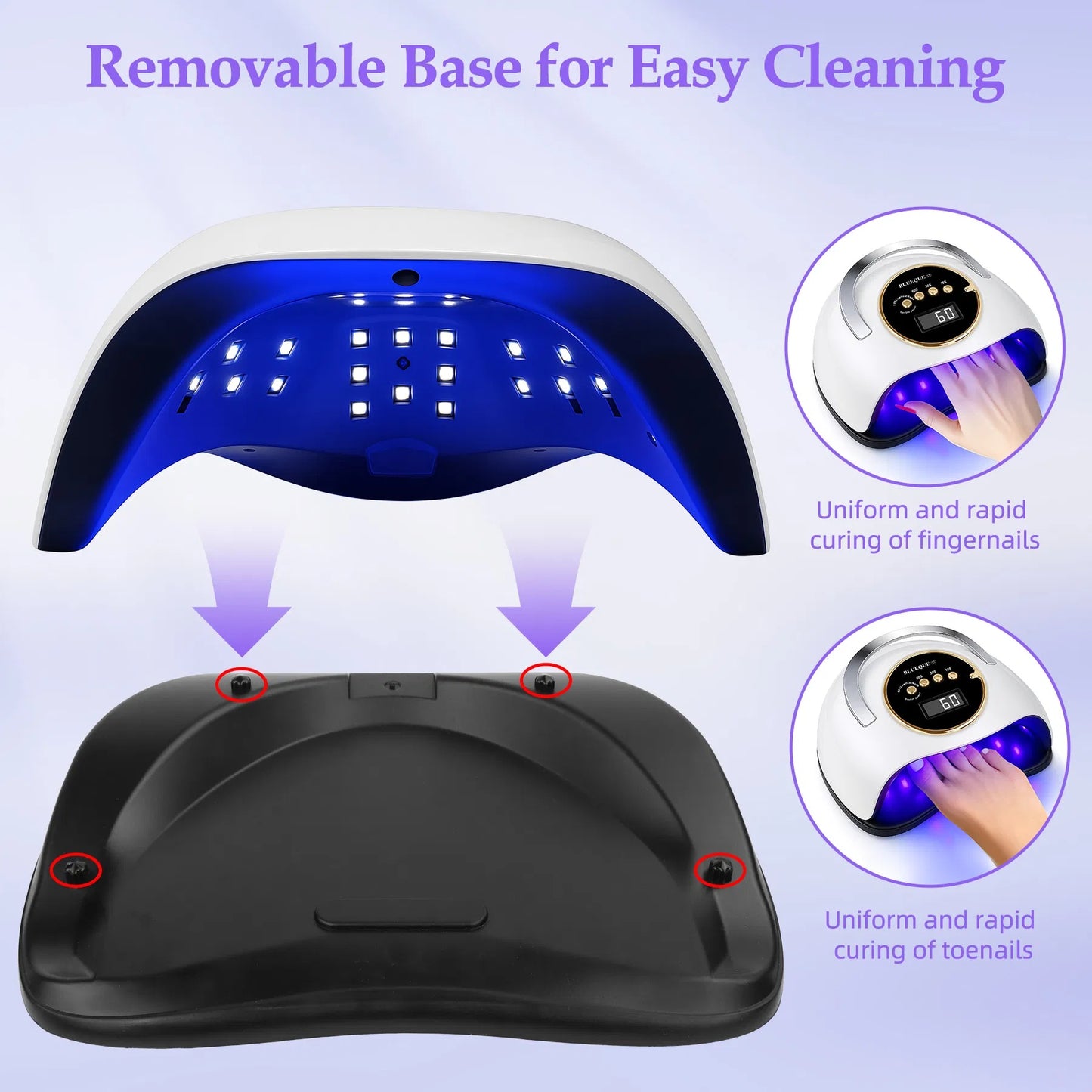 YEVYO 180W UV LED Nail Lamp With 3 Timers And Automatic Sensor Professional Nail Light - White
