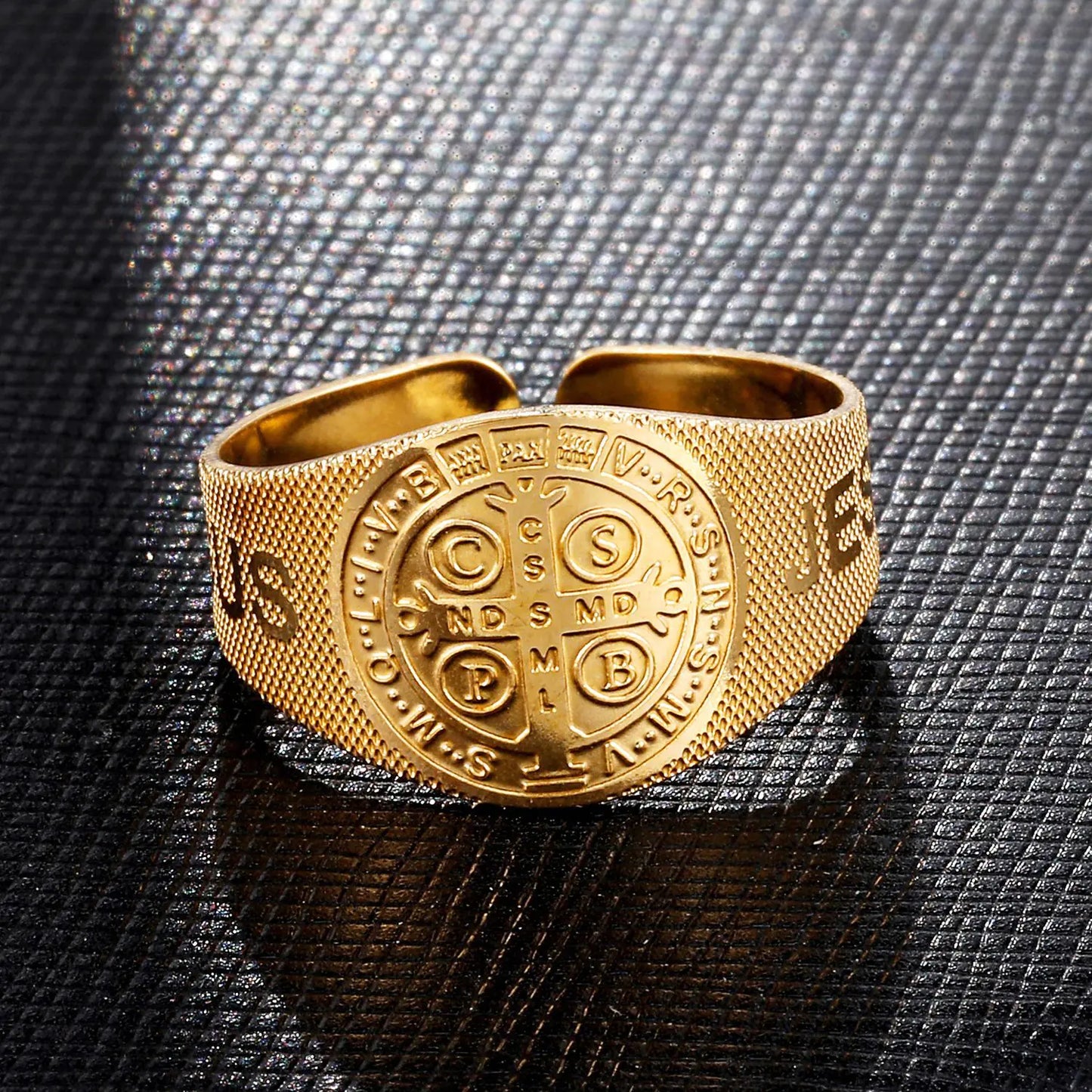 Adjustable Stainless Steel Couple Rings with Cross Design
