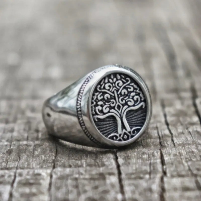Vintage Tree of Life Titanium Steel Ring