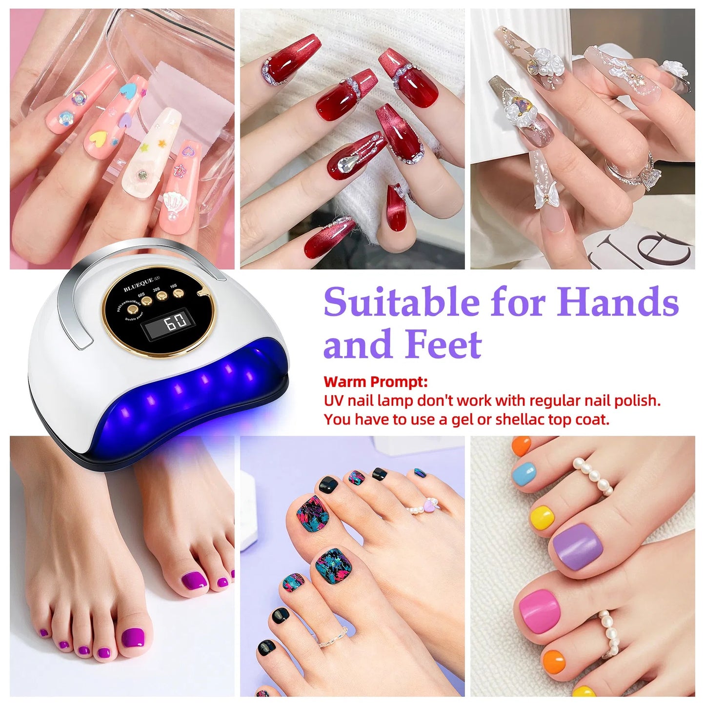 YEVYO 180W UV LED Nail Lamp With 3 Timers And Automatic Sensor Professional Nail Light - White