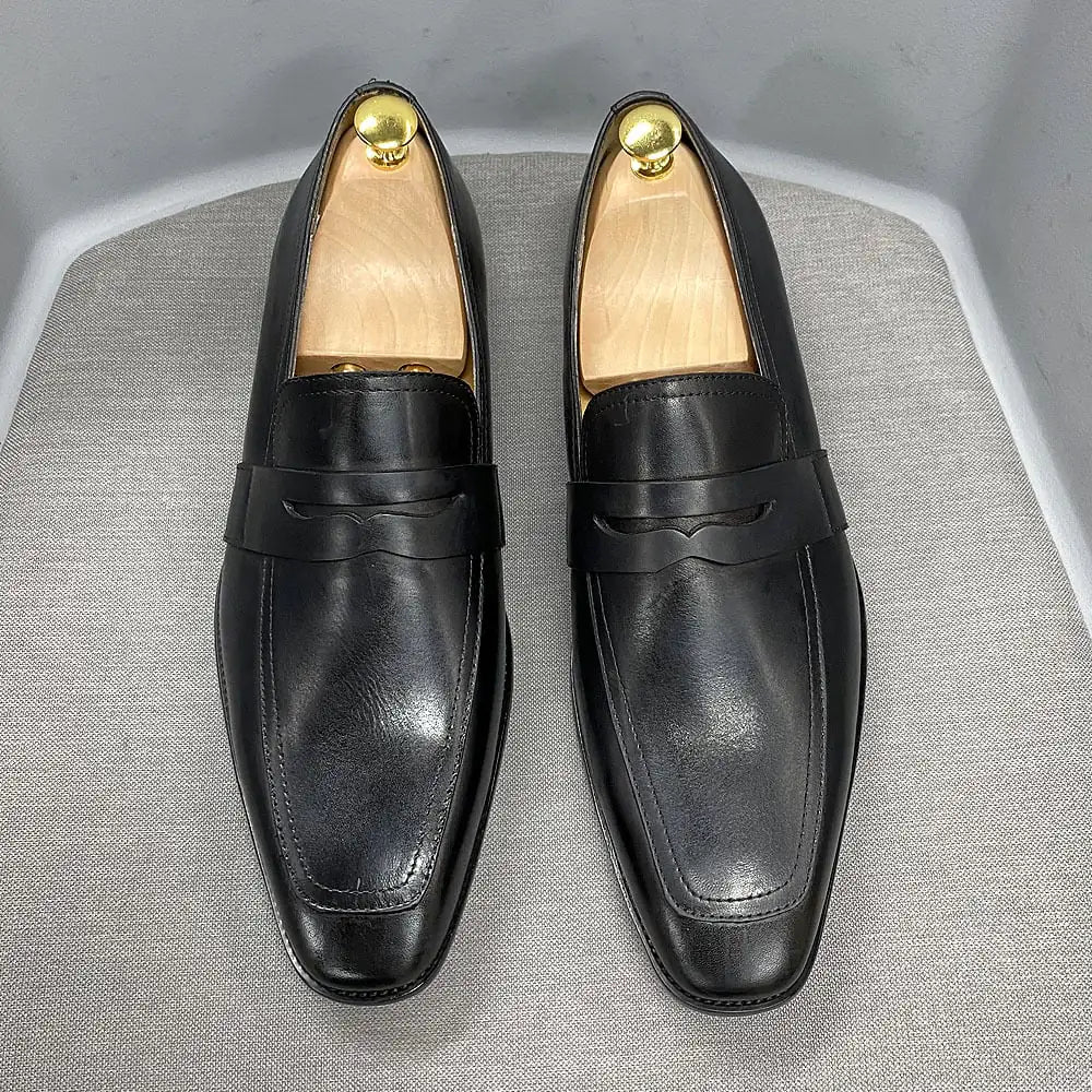Classic Italian Leather Business Dress Loafers