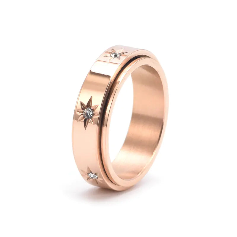 Rotatable Stainless Steel Couple Engagement Ring