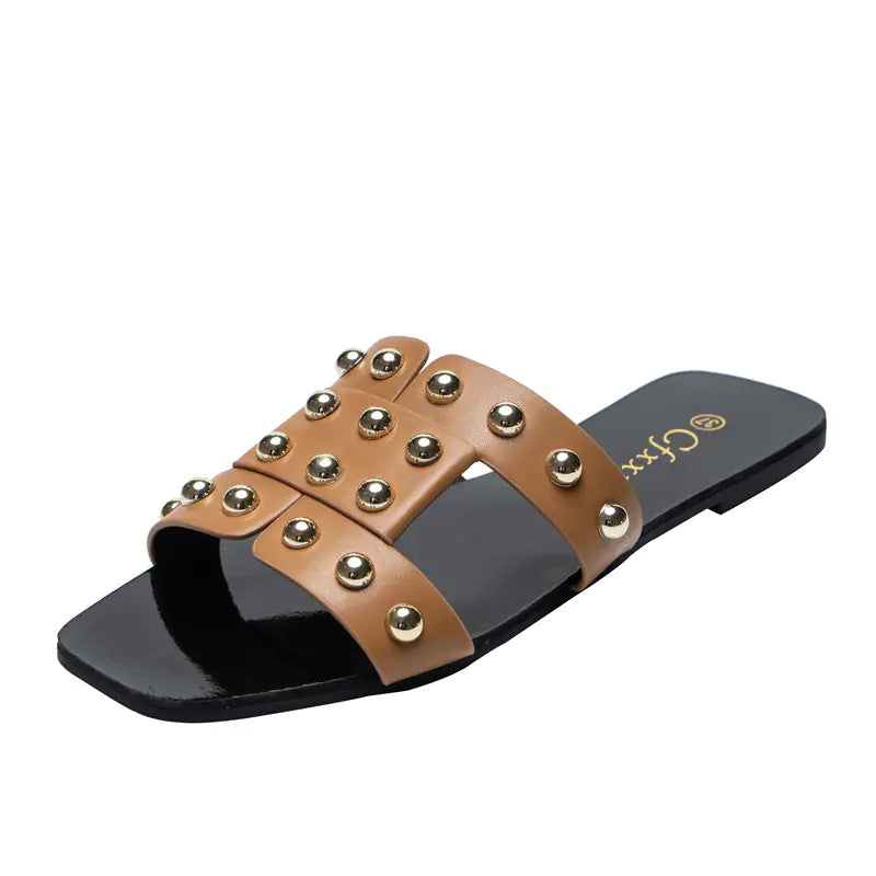 Fashion Rivet Flat Sandals for Women’s Casual Wear by Anti Veloura Cfxxy
