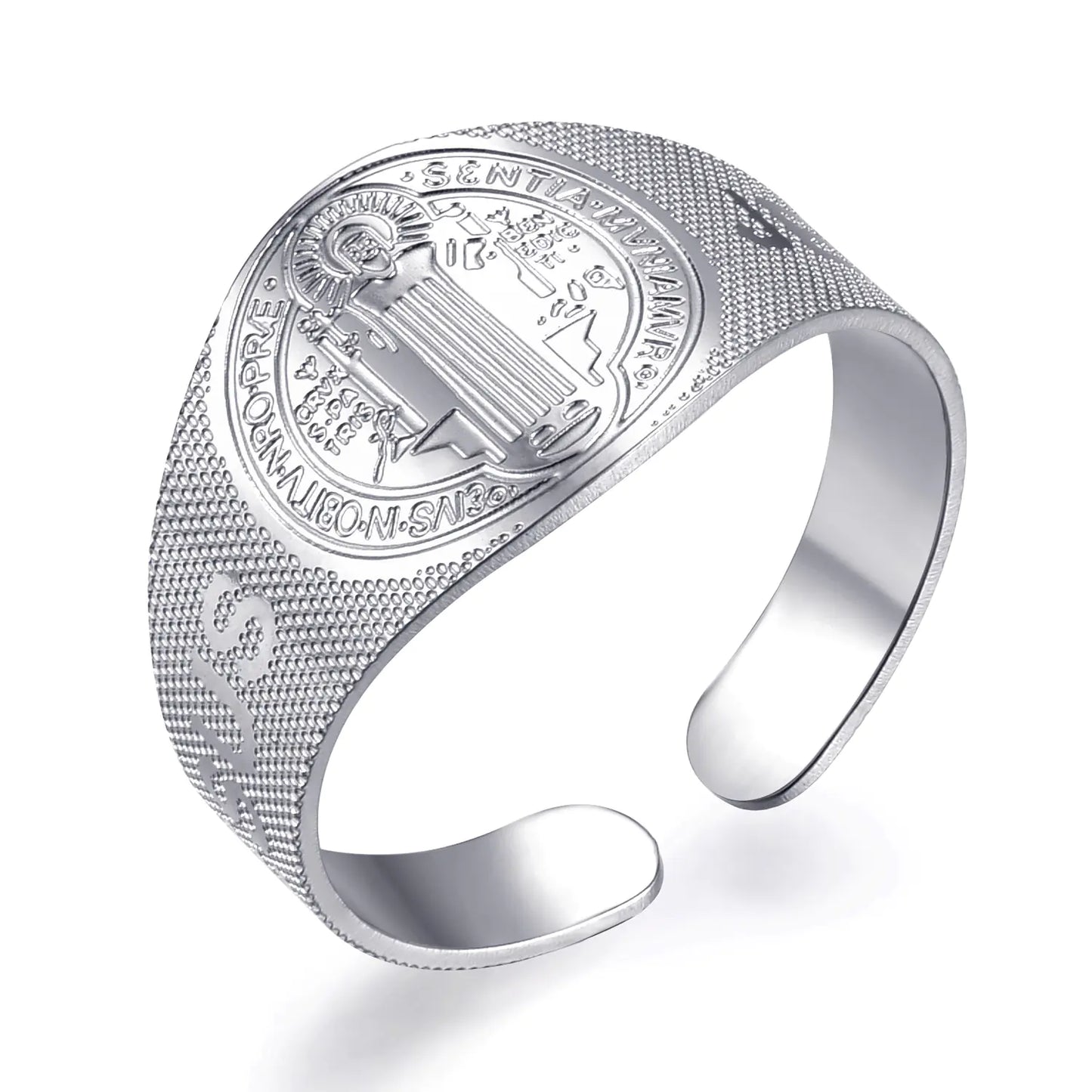 Adjustable Stainless Steel Couple Rings with Cross Design