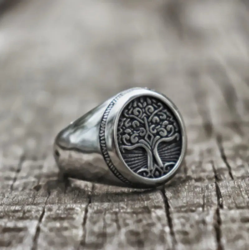 Vintage Tree of Life Titanium Steel Ring