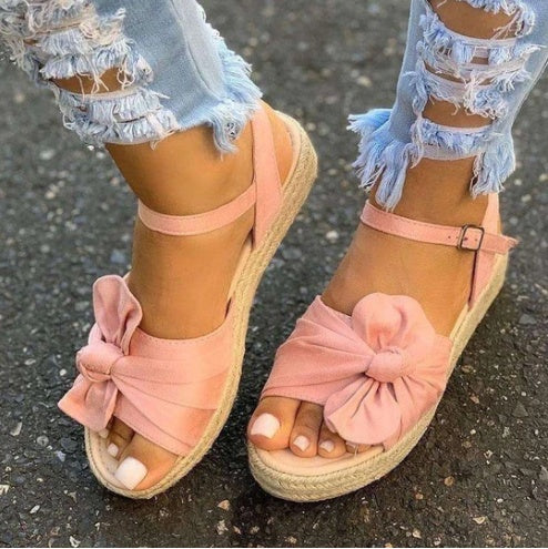 Large Size Ladies Sandals Bow Fish Mouth Shoes