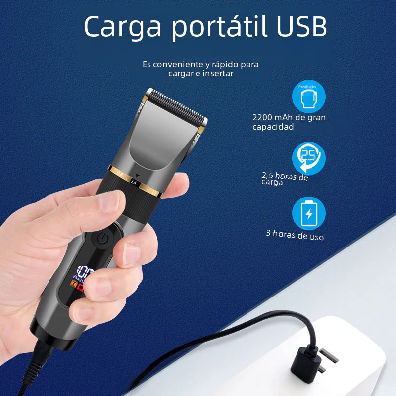 Electric Hair Clipper with Ceramic Blade and LCD Display