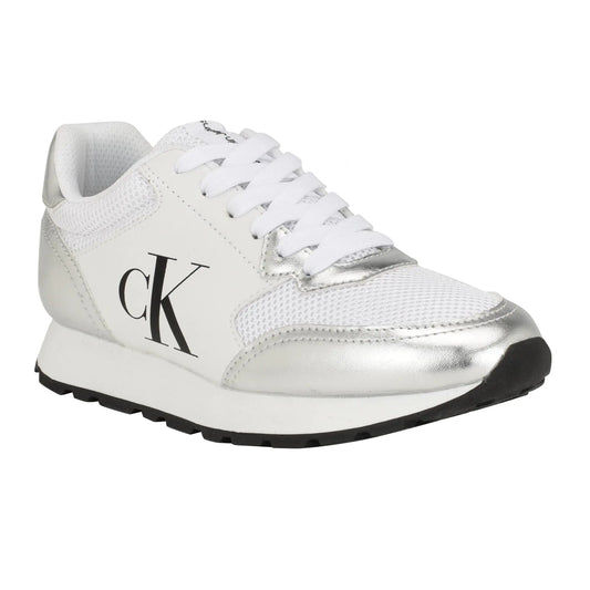 Calvin Klein Womens Camina Sneaker White/Silver 144 10