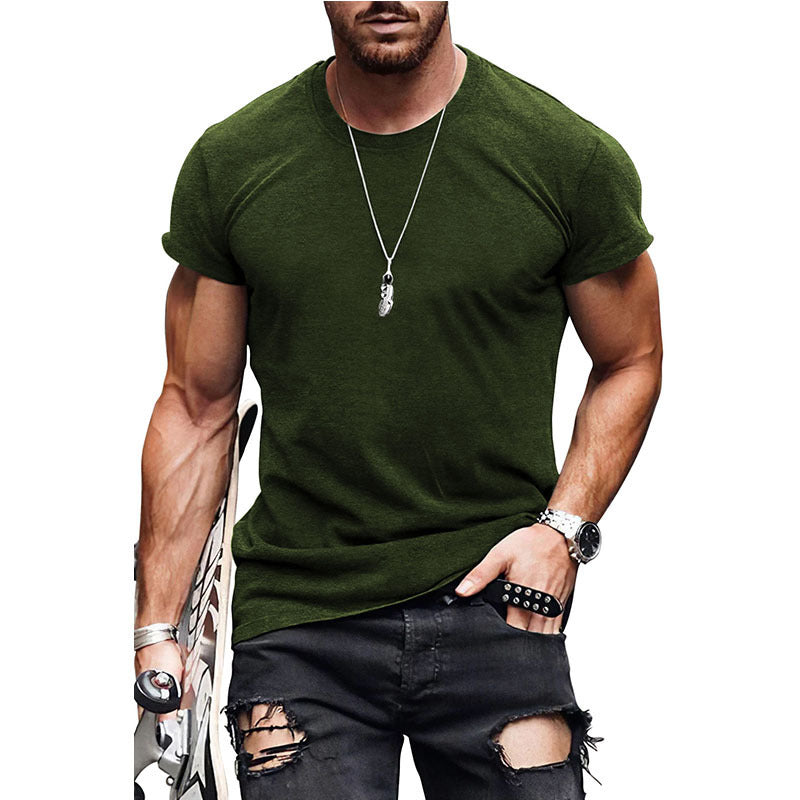 Men's Casual Short Sleeve T-shirt Summer Fashion Solid Color Tops