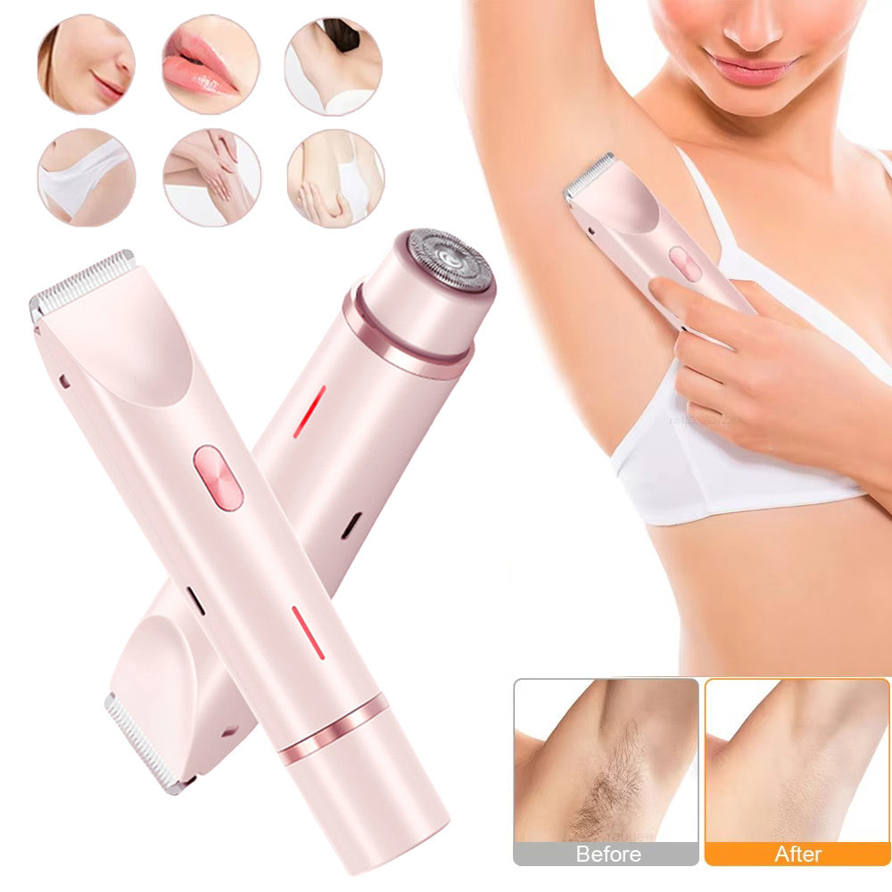 2 In 1 Hair Remover Women's Double Head Shaver Private Pubic Hair Trimmer Electric Razor Wet Dry Electric Body Hair