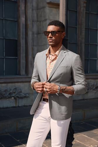 PJ PAUL JONES Mens Sport Coat Cotton Linen Herringbone Casual Blazer Regular Fit Lightweight Notch Lapel Business Jacket
