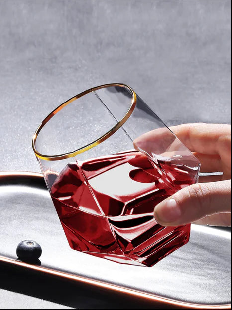 Diamond Hexagonal Crystal Whiskey Glass Cup