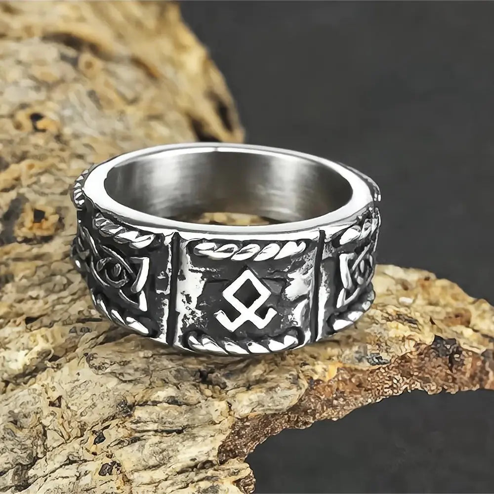 Men's Retro Viking Text Titanium Steel Ring