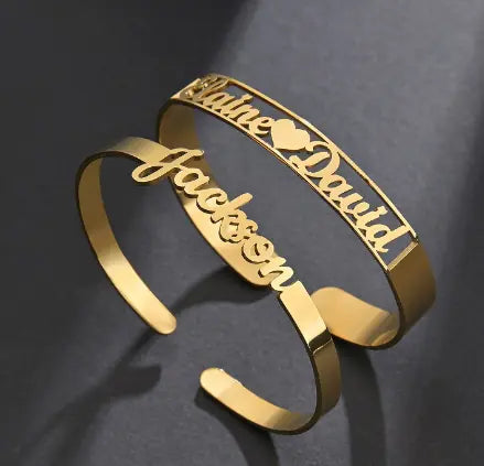 Personalized Stainless Steel Titanium Alphabet Bracelet