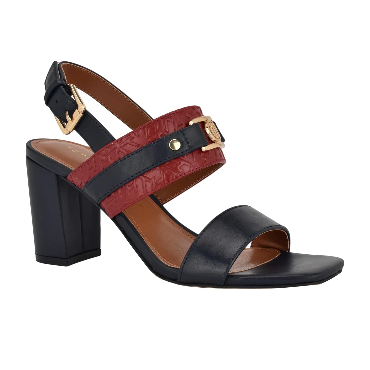 Tommy Hilfiger Womens Sylvier Heeled Sandal Dark Blue/Red Logo 400 6