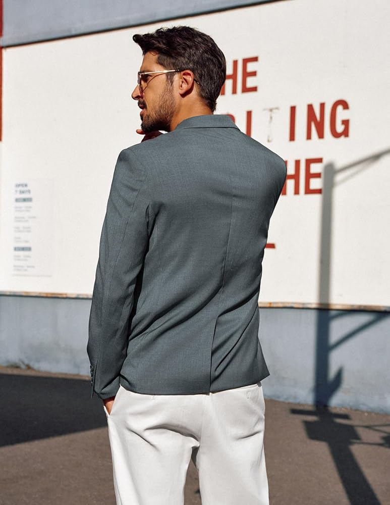 PJ PAUL JONES Mens Blazers and Sport Coats Lightweight Casual Two Buttons Sports Coat Notch Lapels Business Grey M