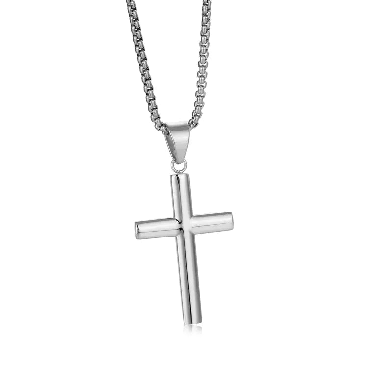 Minimalist Stainless Steel Cross Pendant Necklace for Men